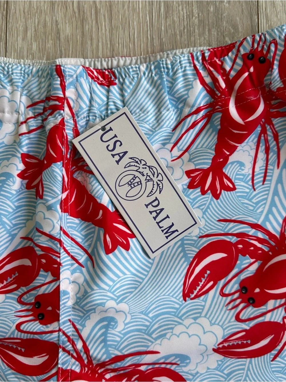 USA Lobster & Wave Swim Shorts NWT